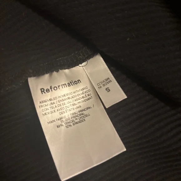 Reformation black ribbed square neckline midi dress in size small - Picture 4 of 5